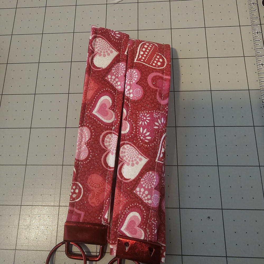 Heart Print Pink Red Key Fob Wristlet